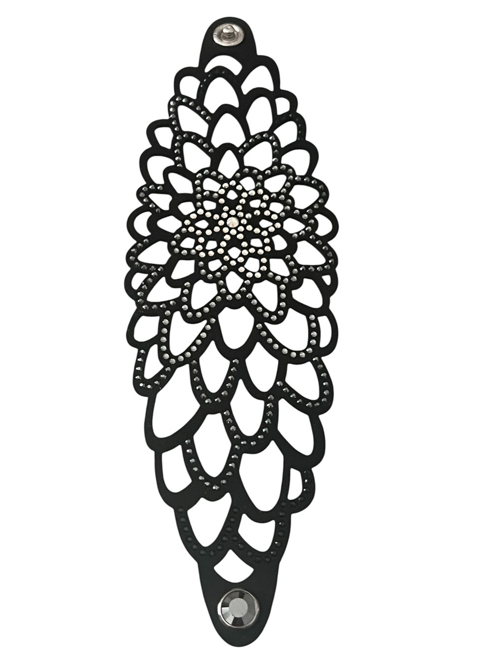 NIB Swarovski Belle Romantic Floral Filigree Laser-cut Black Bracelet - 10cm - Picture 4 of 11
